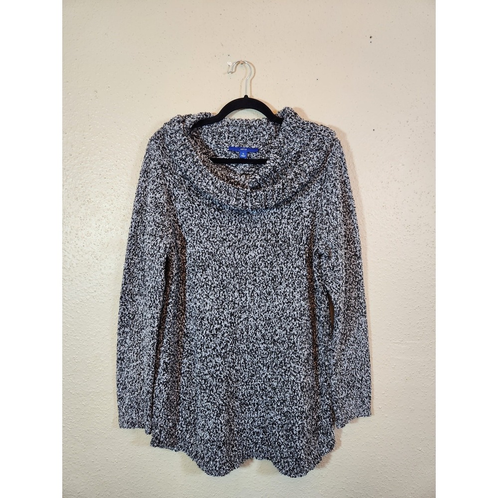 Apt. 9 Womens XL Black White Marled Cowl Neck Sweater Textured Knit Pullover